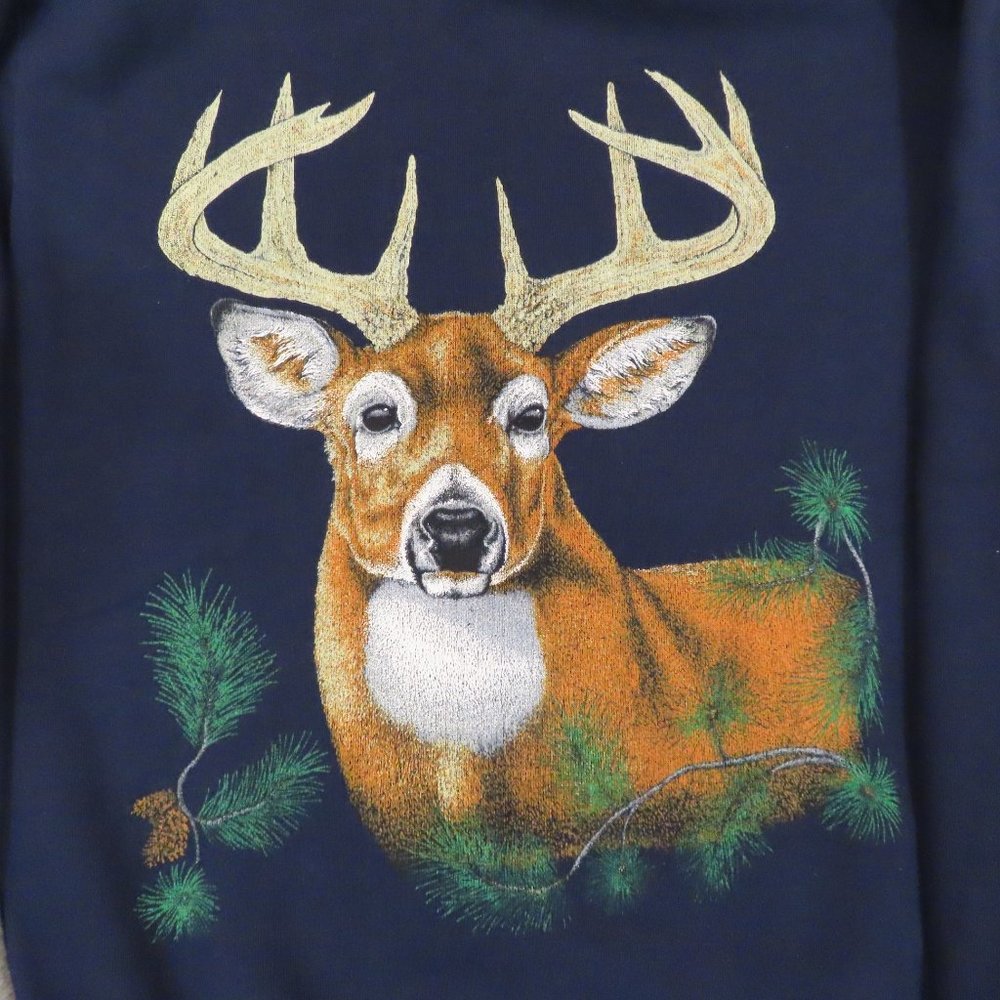 Men's Black Sweatshirt with Deer Graphic - Picture 3 of 7
